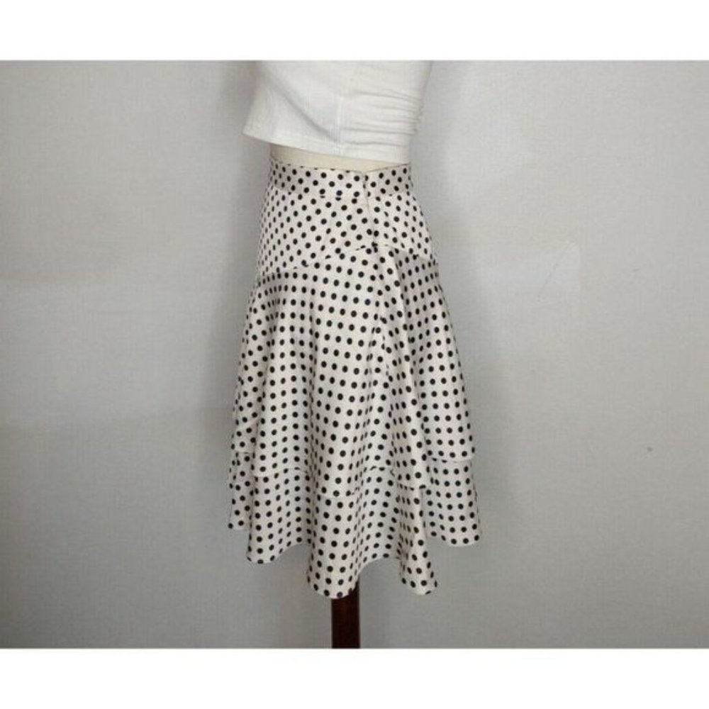 ALEXA CHUNG Polka Dot Tiered Ruffled Skirt 4 TAerial Ivory Navy $272 - Picture 6 of 15
